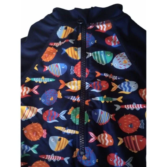 Navy Blue One Piece Surf Suit Swimwear sz 9-12M Boys - Picture 3 of 5